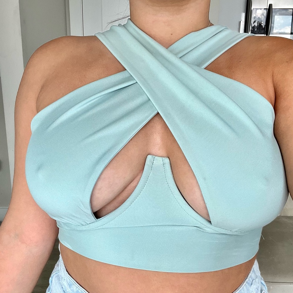 Crossover halter top